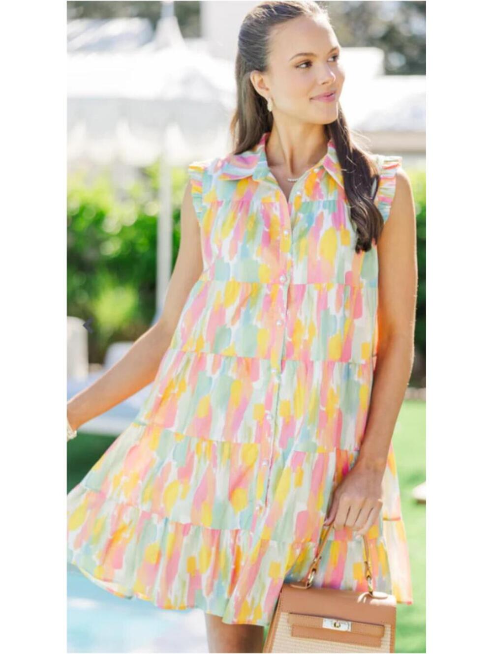 shop the mint Live Your Best Life Peach Watercolor Dress sz M NEW